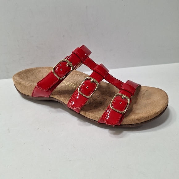 Vionic Red Orthaheel Patent Leather Adjustable Straps Slide Sandals Size 7 - Picture 4 of 12